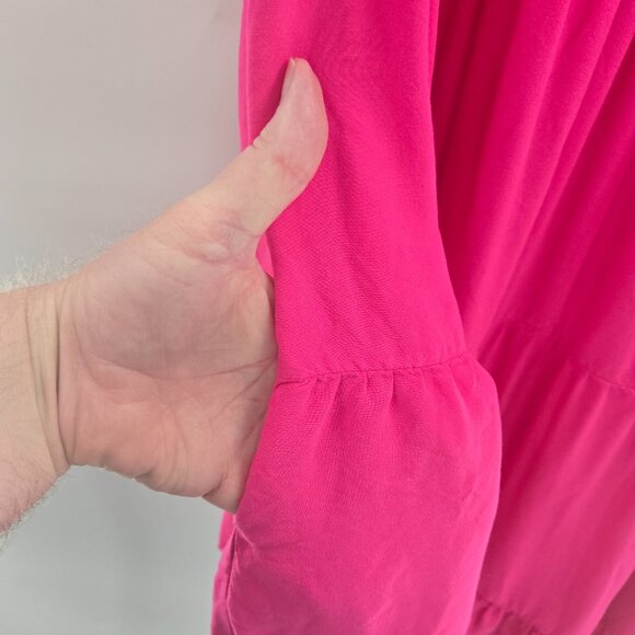 City Chic Fuscia Pink Nikki Short Sleeved Tiered Midi Dress Large/UK 20 - Picture 3 of 10